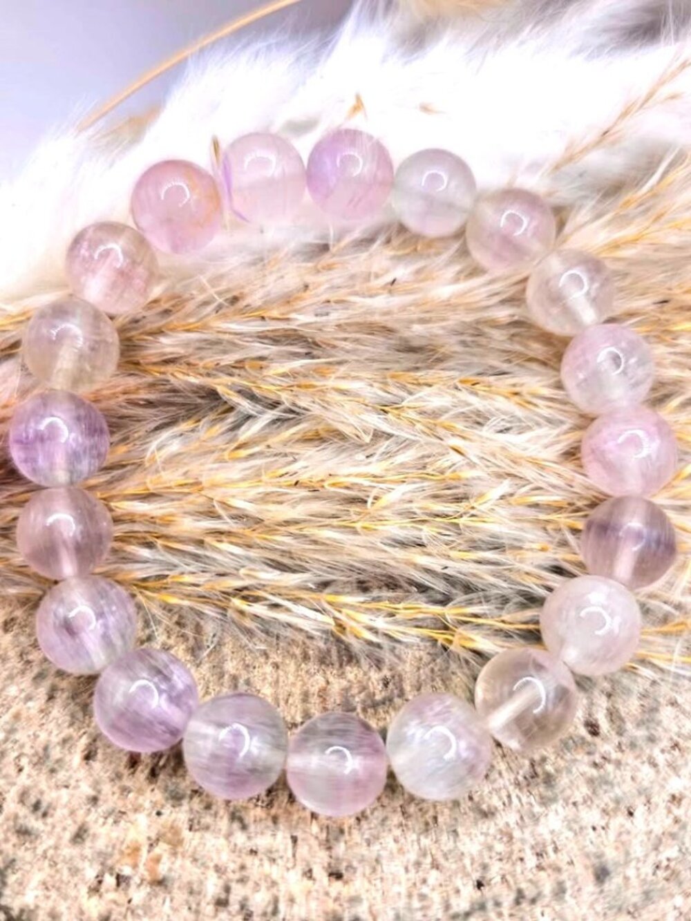 Natural Premium Icy Rainbow Fluorite 10mm Round Beads Bracelet